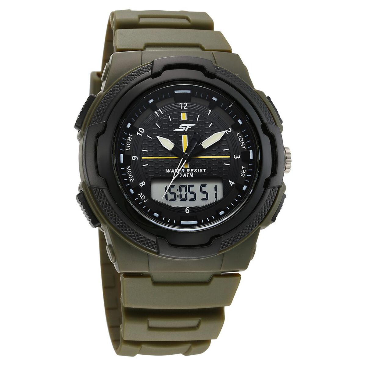 SF Maverick Quartz Digital Ana Digi Black Dial PU Strap Watch For Men 1