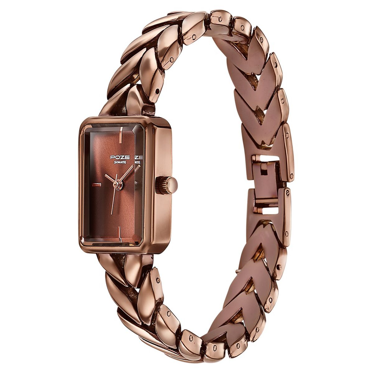 Poze By Sonata Quartz Analog Brown Dial Brown Metal Strap Watch For Women 5