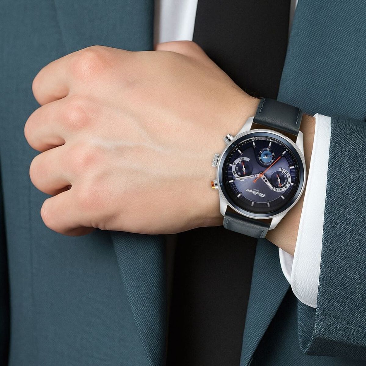 Titan Octane Quartz Multifunction Blue Dial With Blue Leather Strap Watch For Men 5