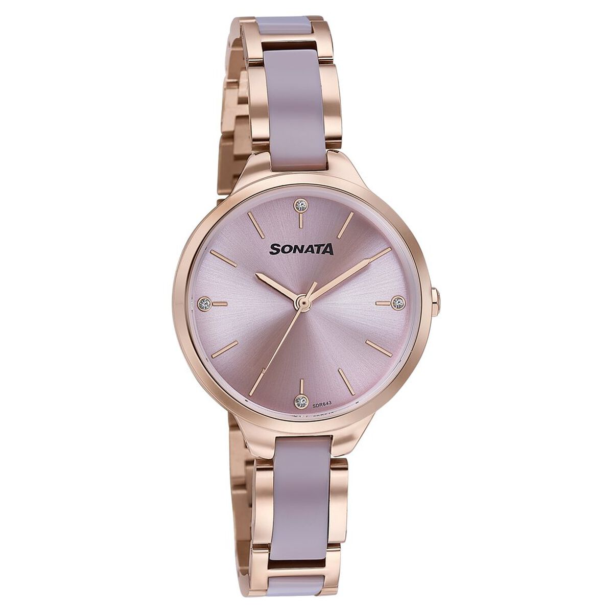 Sonata Wedding Edit Quartz Analog Pink Dial Stainless Steel With Acetate Strap Watch For Women 3