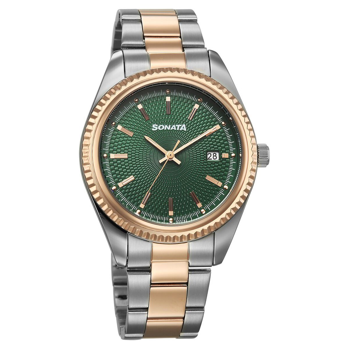 Sonata Festive Quartz Analog with Date Green Dial Metal Strap Watch For Men 2