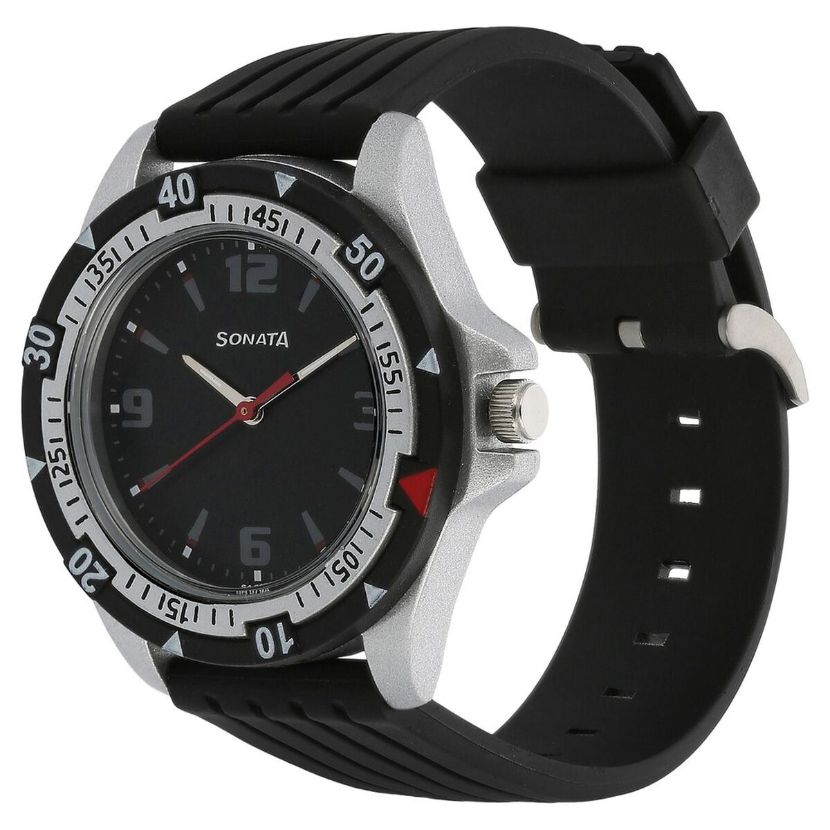 SF Quartz Analog Black Dial Plastic Strap Watch for Men 2