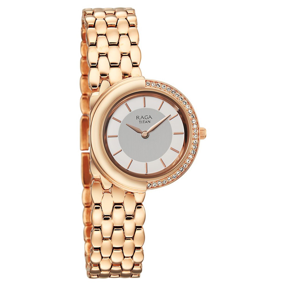Titan Raga Chic Glam Quartz Analog Mother Of Pearl Dial Rose Gold Metal Strap Watch For Women 2