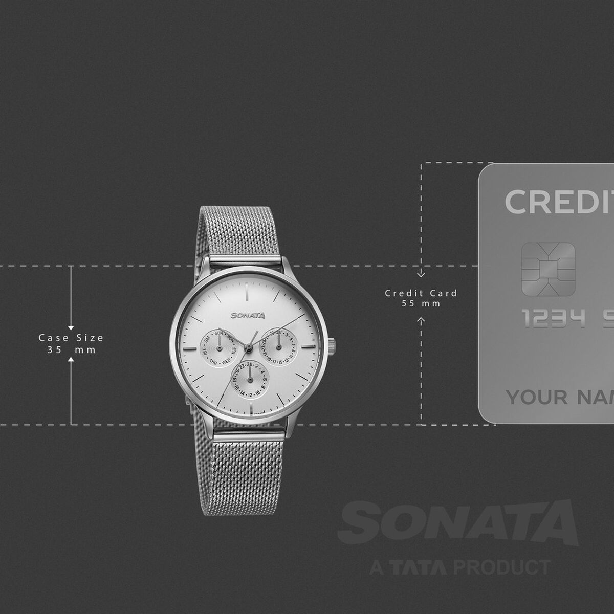 Sonata Festive Quartz Multifunction Silver Dial Metal Strap Watch For Women 4