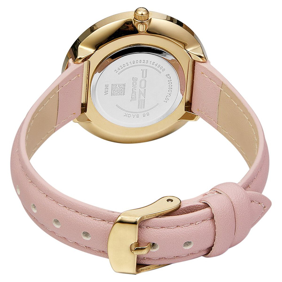 Poze by Sonata Quartz Analog Pink Dial PU Leather Strap Watch for Women 5