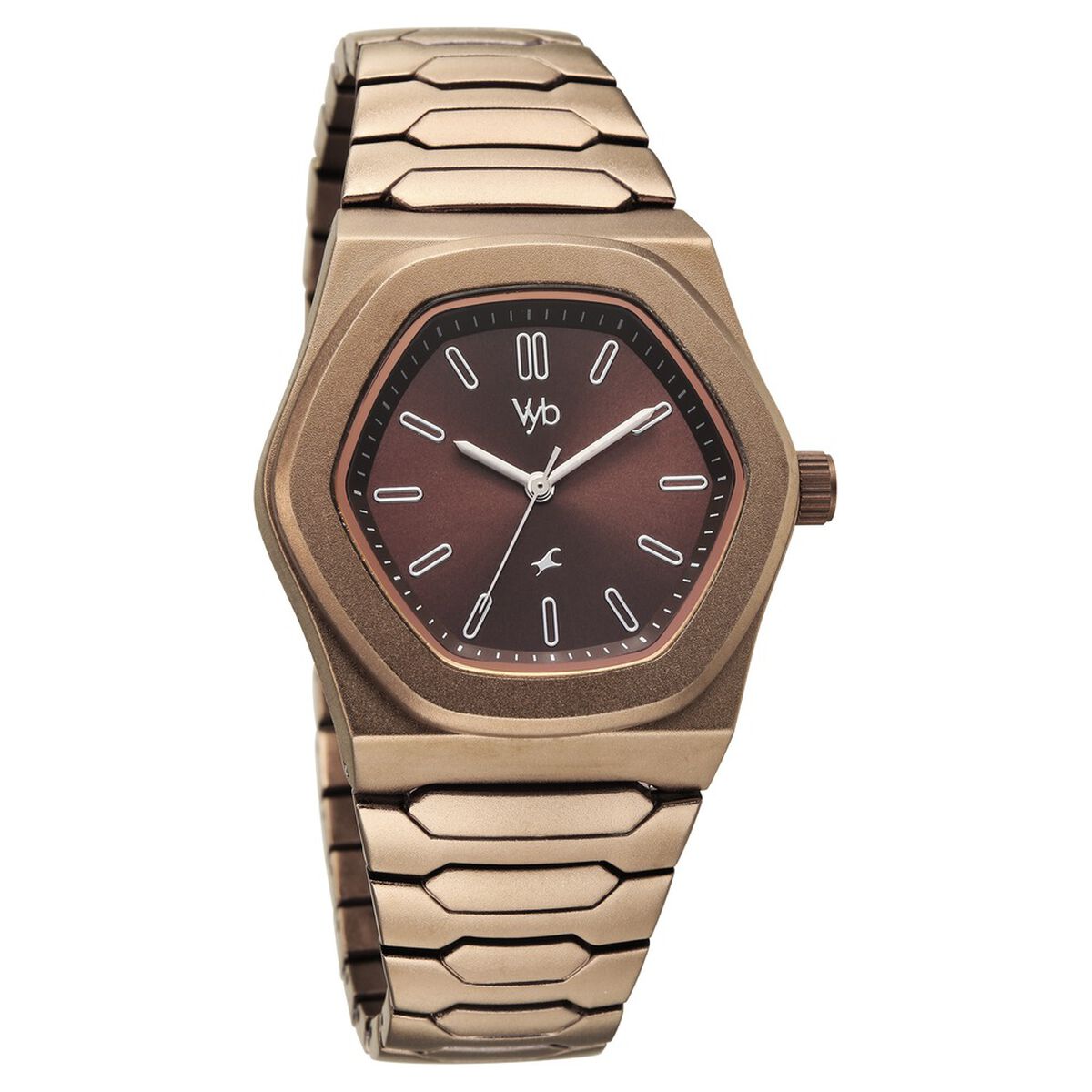 Vyb Limitless By Fastrack Quartz Analog Brown Dial Brown Metal Strap Watch For Guys 2
