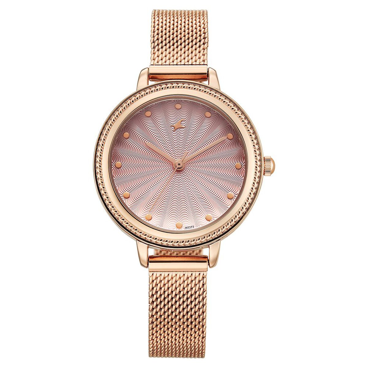 Fastrack Stunners Quartz Analog Pink Dial Rose Gold Stainless Steel Strap Watch For Girls 1