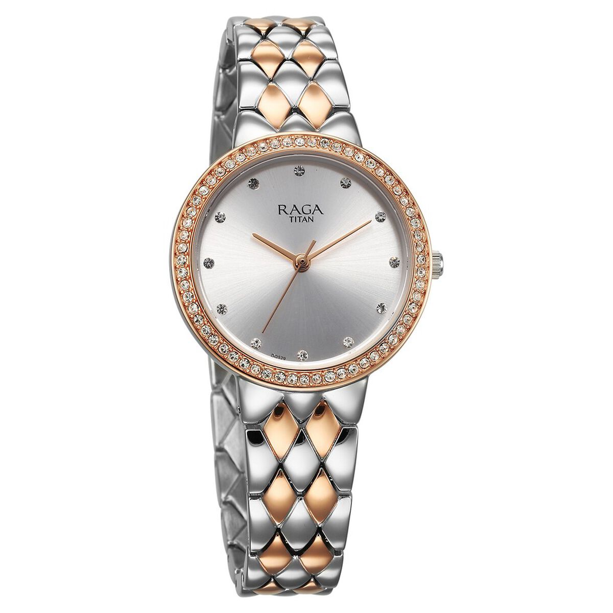 Titan Raga Showstopper Quartz Analog Silver Round Dial Two Toned Metal Strap Watch For Women 2