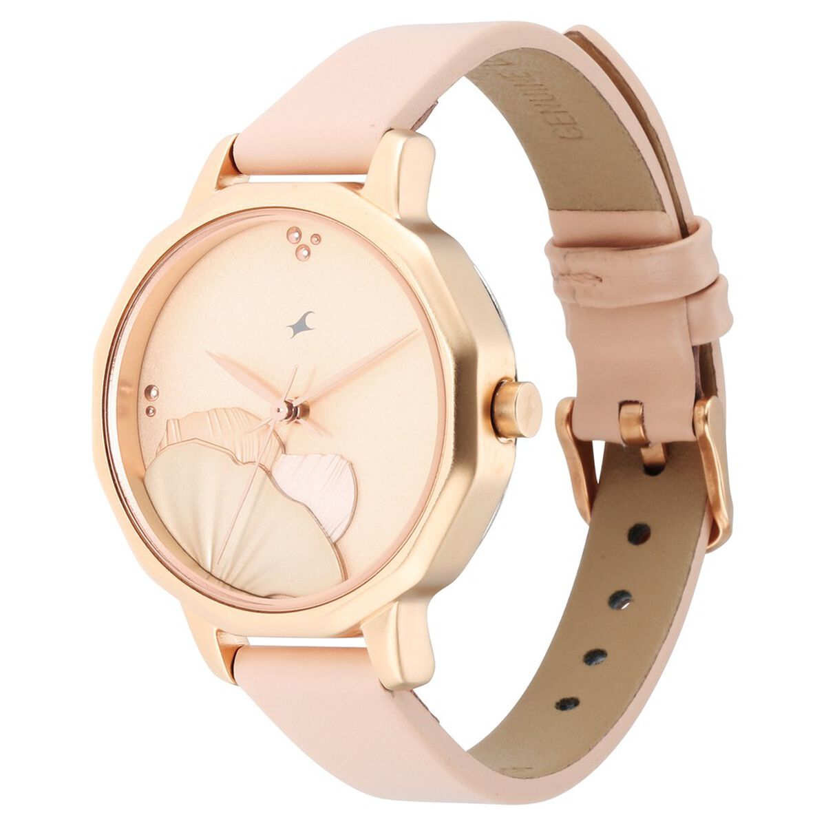 Fastrack Uptown Retreat Quartz Analog Rose Gold Dial Leather Strap Watch for Girls 4