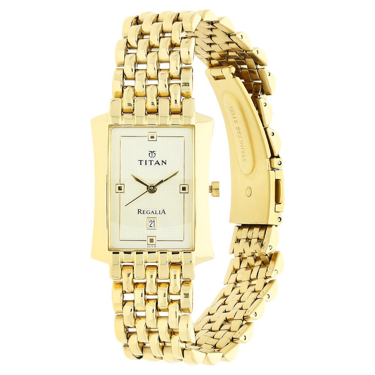 Titan Quartz Analog with Date White Dial Stainless Steel Strap Watch for Men 2