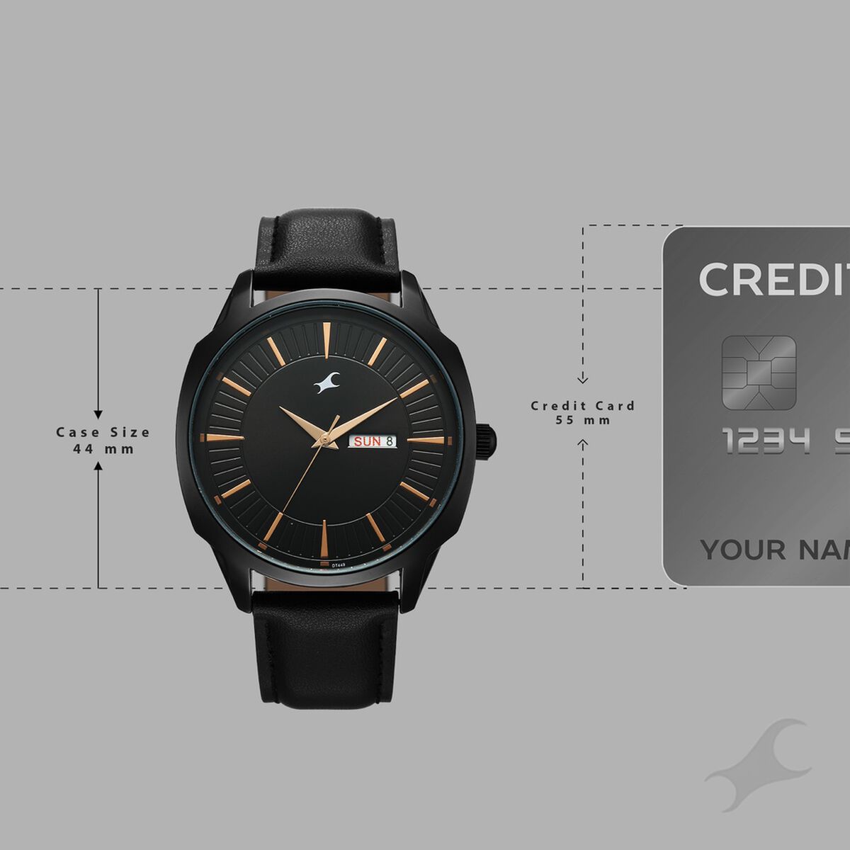 Fastrack Stunners Quartz Analog Black Dial Black Leather Strap Watch For Guys 4