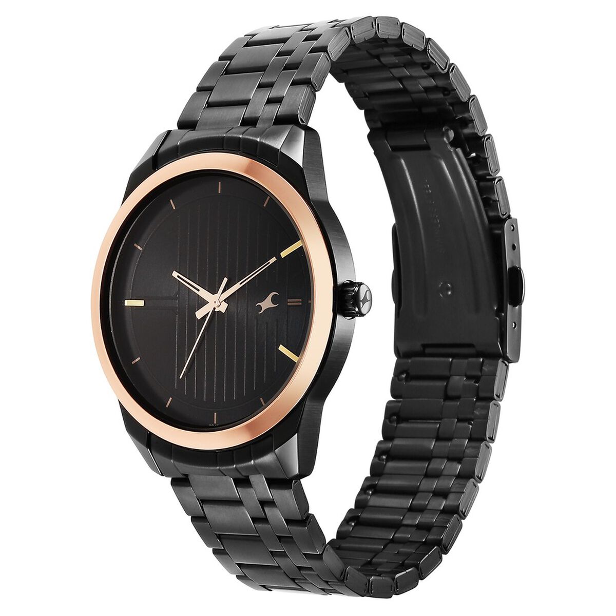 Fastrack Stunners Quartz Analog Black Dial Black Stainless Steel Strap Watch For Guys 3