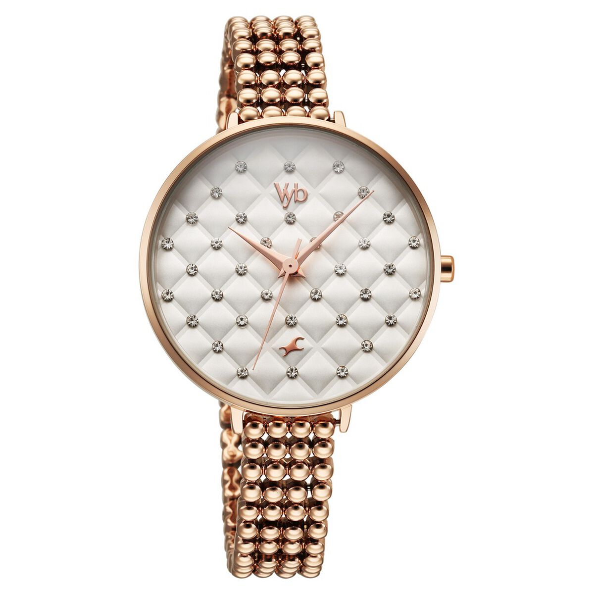 Vyb Iconique By Fastrack Quartz Analog White Dial Metal Strap Watch For Girls 2