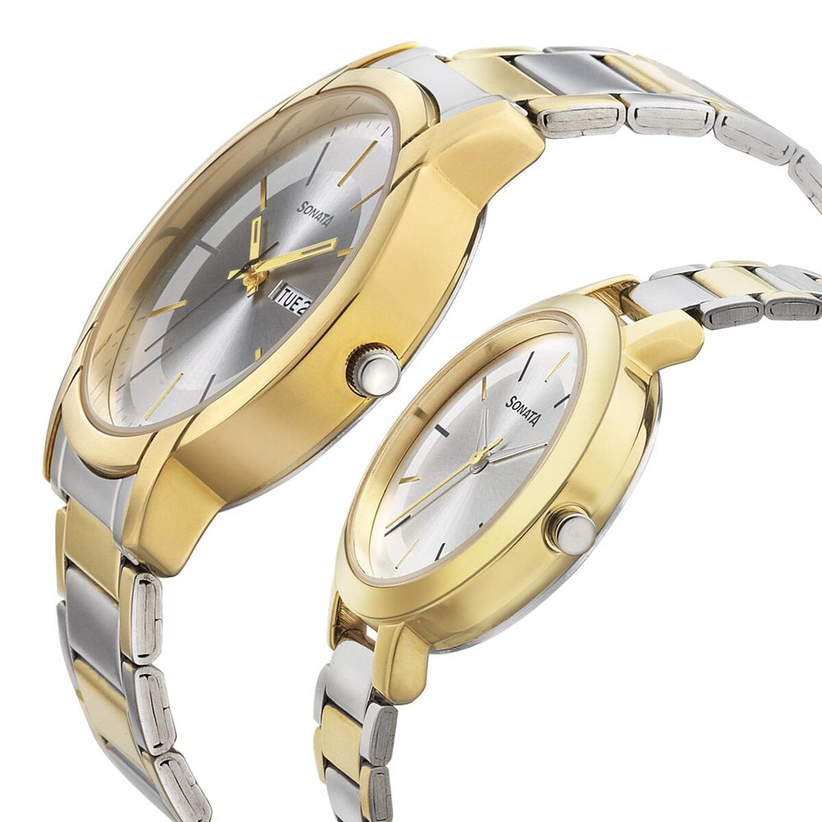 Sonata Quartz Analog Silver Dial Metal Strap Watch for Couple 3