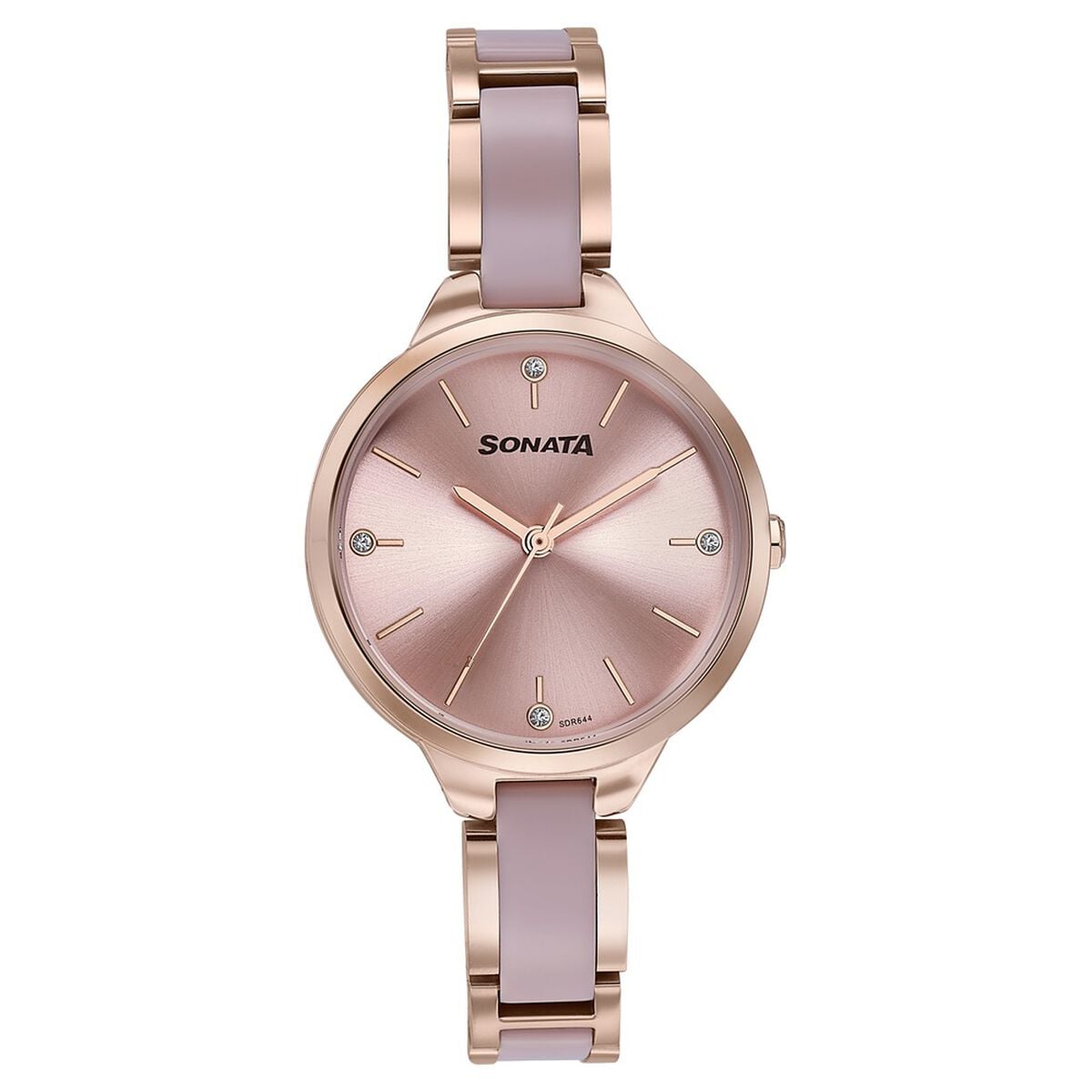 Sonata Wedding Edit Quartz Analog Pink Dial Stainless Steel With Acetate Strap Watch For Women 2