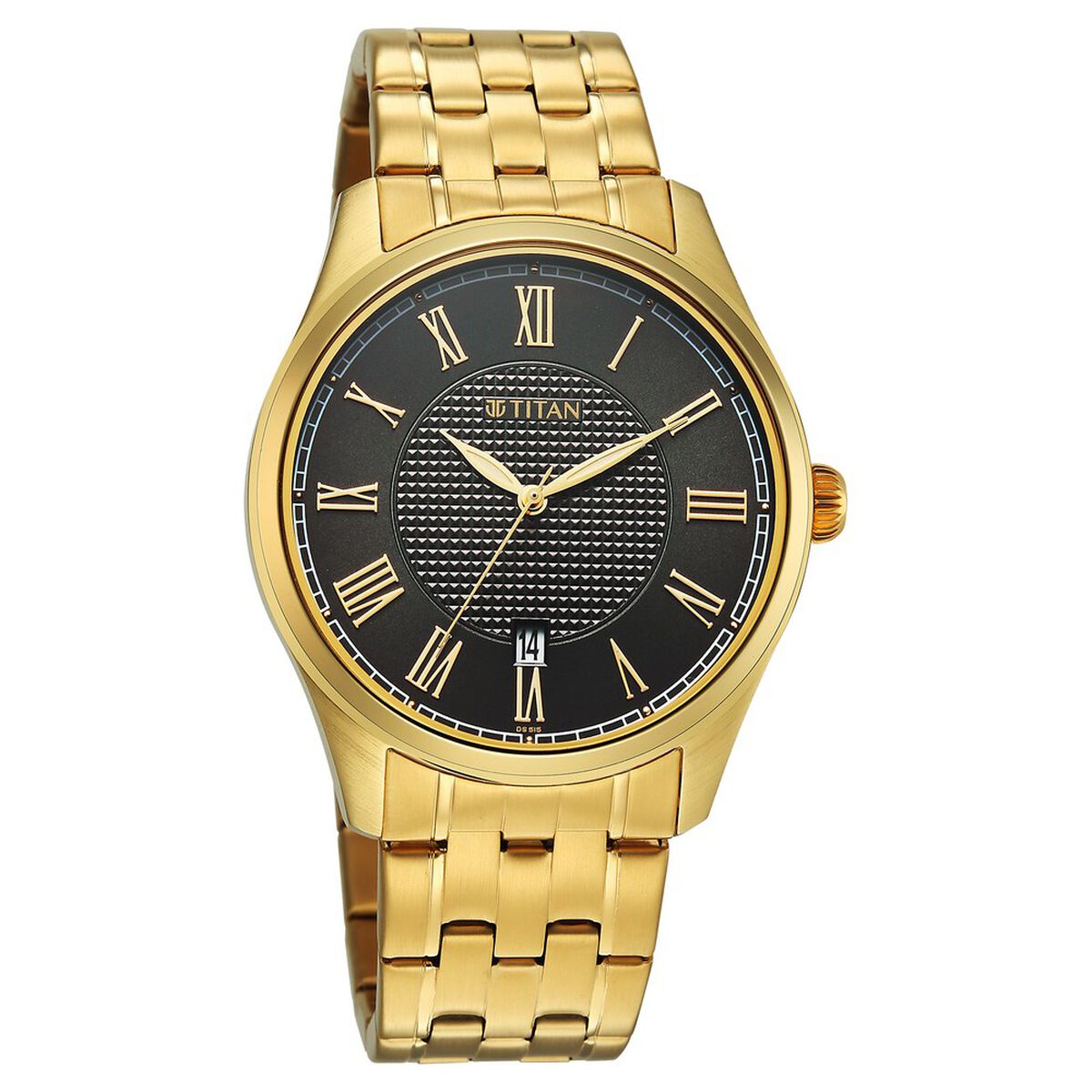 Titan Neo Roman Analog with Green Dial Carnation Gold Stainless Steel Strap Watch for Men 2