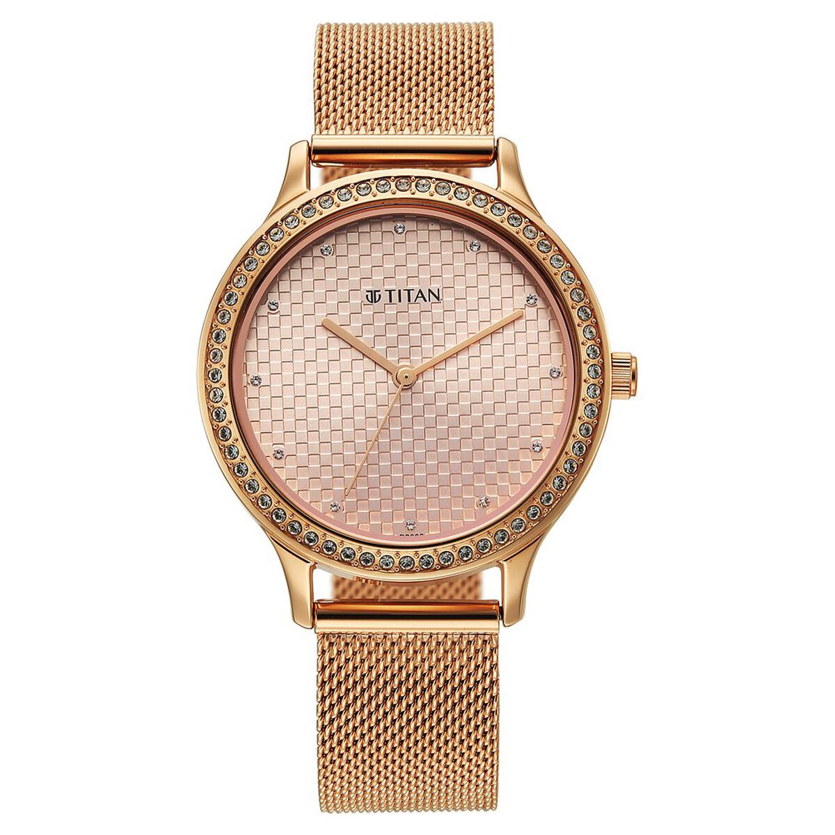 Titan Purple Superheads Quartz Analog Rose Gold Dial Rose Gold Stainless Steel Strap Watch For Women 1