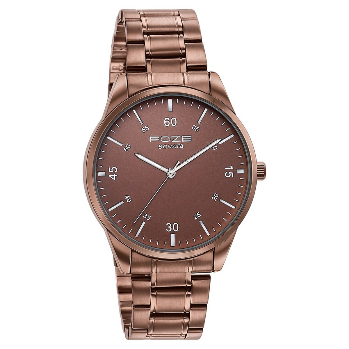 Sonata Poze Quartz Analog Brown Dial Stainless Steel Strap Watch For Men 3