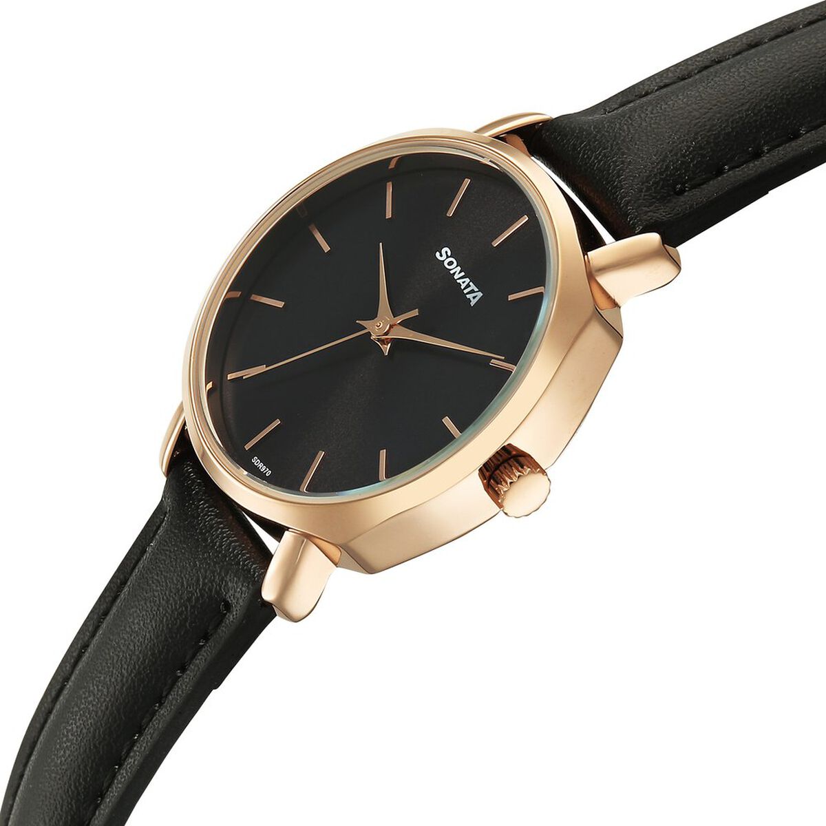 Sonata Eternia Quartz Analog Black Dial Leather Strap Watch For Women 3
