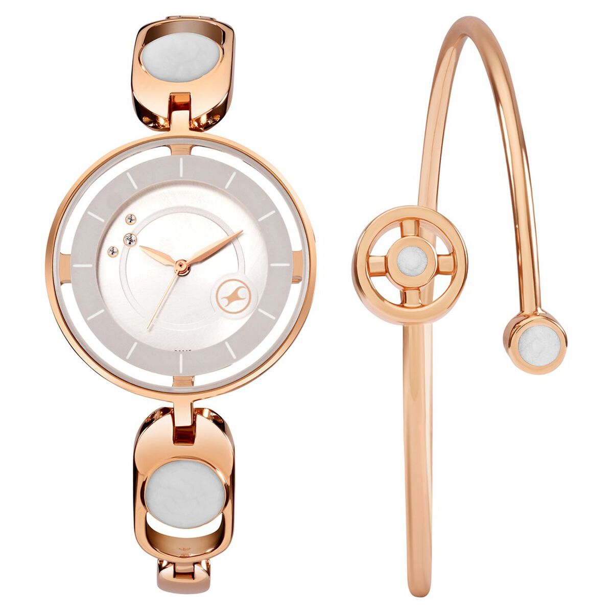 Fastrack Pulse Quartz Analog Silver Dial Metal Strap Watch For Girls 1