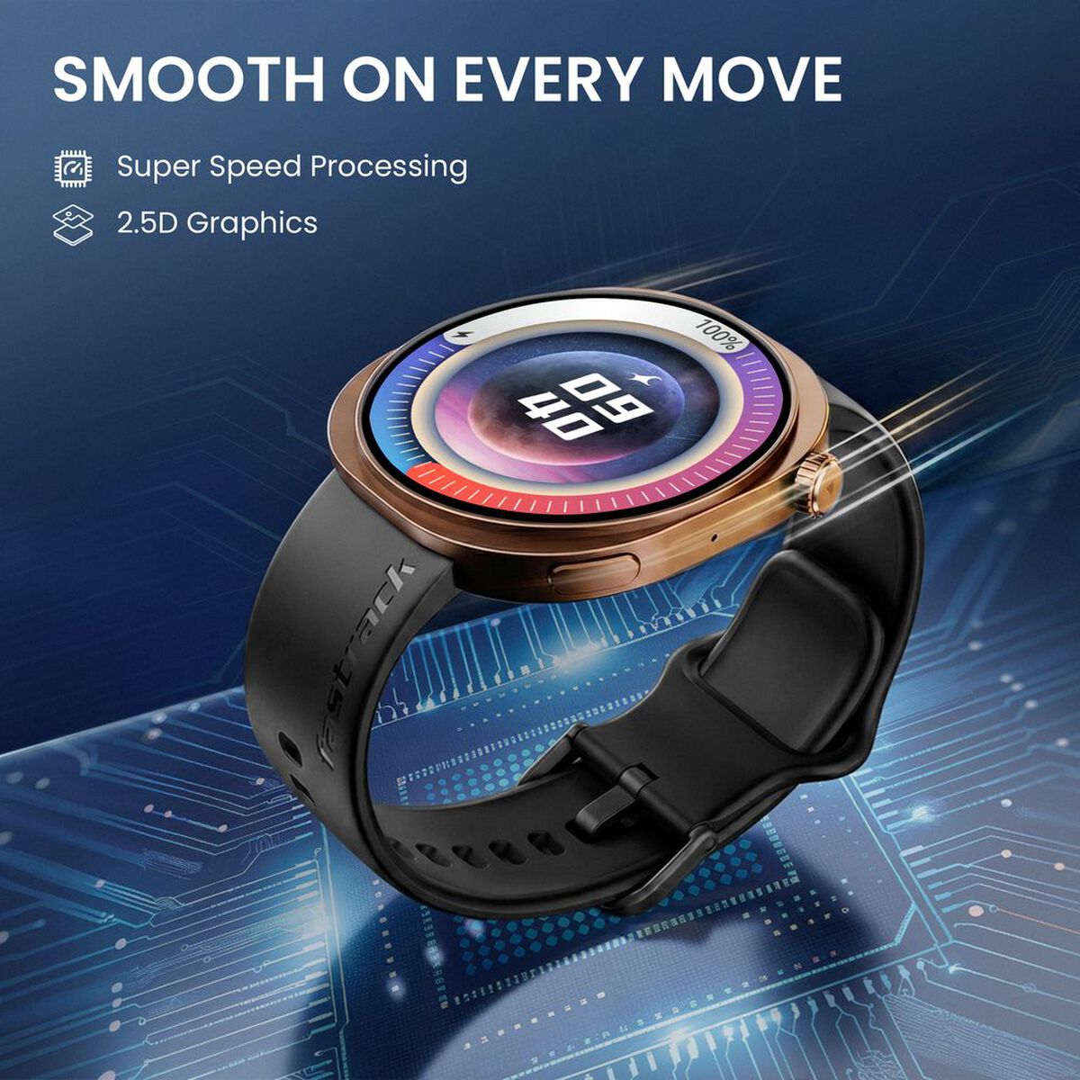 Fastrack Revoltt R3 Pro Smartwatch with 1.43" AMOLED Display Dynamic 60Hz Refresh HRM SpO2 Sleep Functional Crown 4