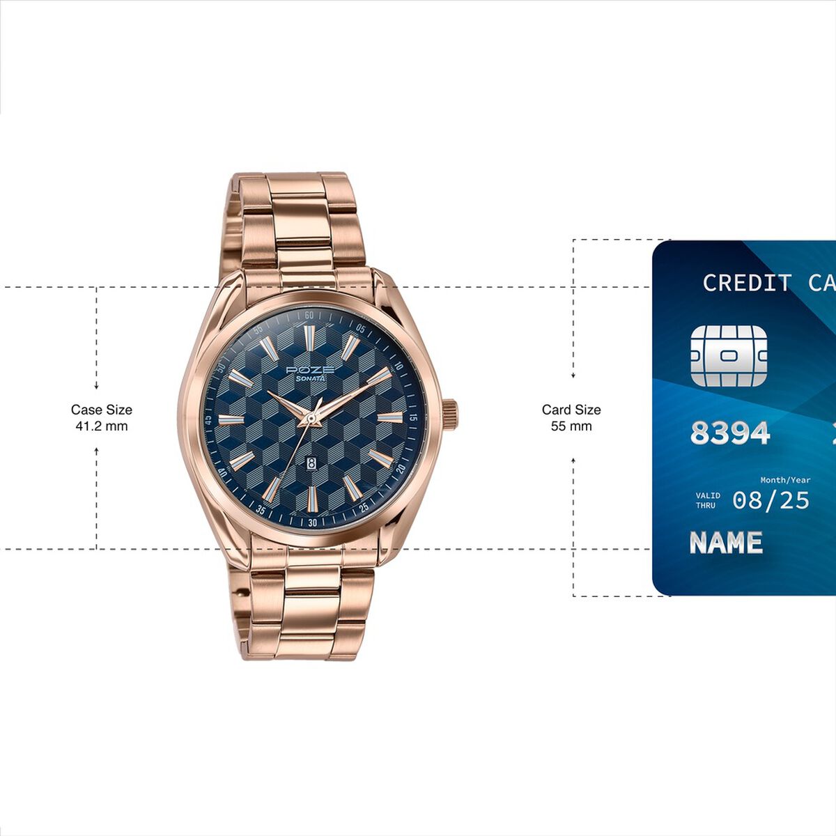 Sonata Poze Quartz Analog Blue Dial Rose Gold Colour Stainless Steel Strap Watch For Men 4