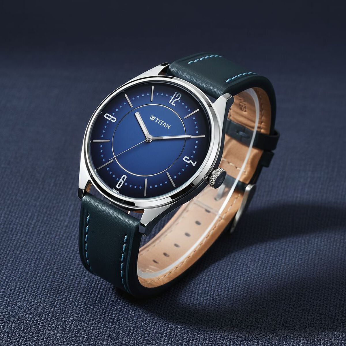 Titan Neo Basics Analog with Blue Dial Blue Leather Strap Watch for Men 1