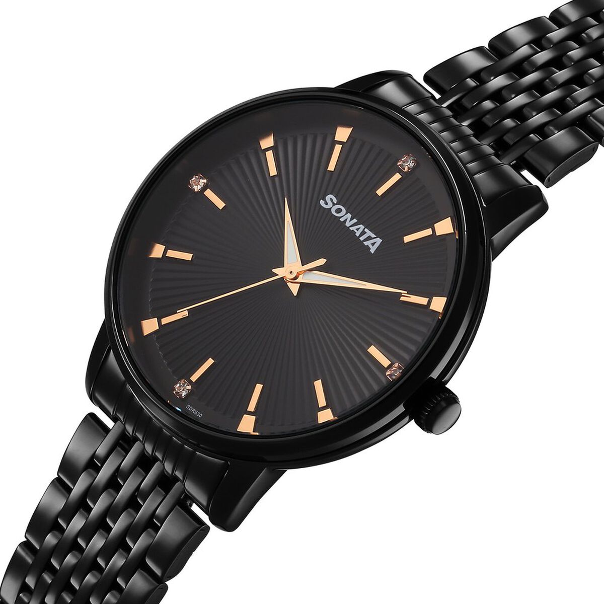 Sonata Eternia Quartz Analog Black Dial Metal Strap Watch For Men 3