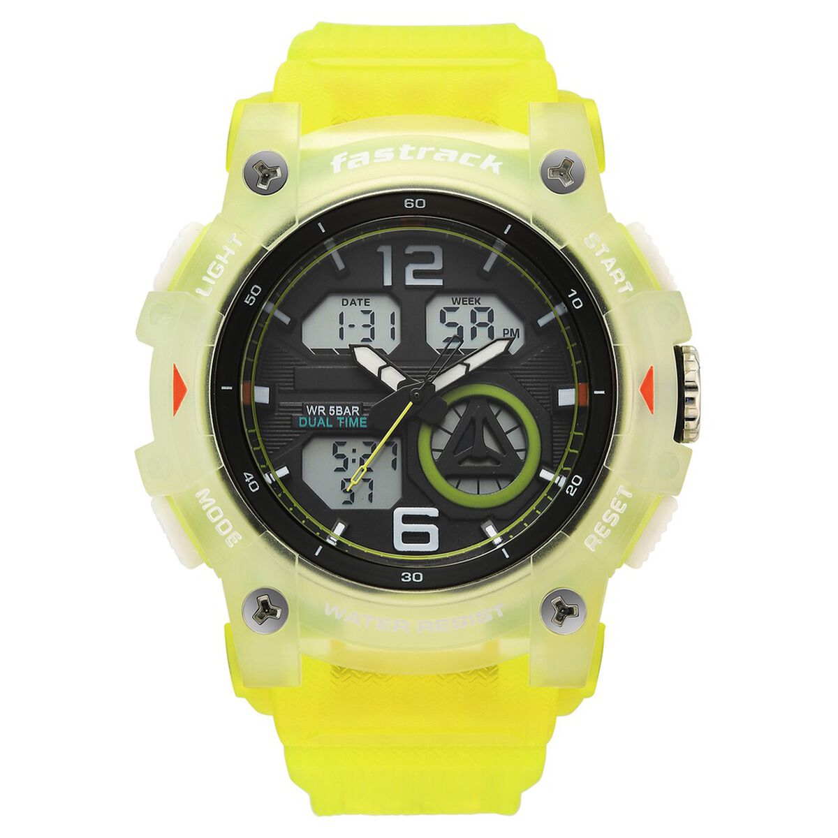 Fastrack StreetStyle Quartz Analog Digital Black Dial Translucent Green Polyether Strap Watch For Guys 1