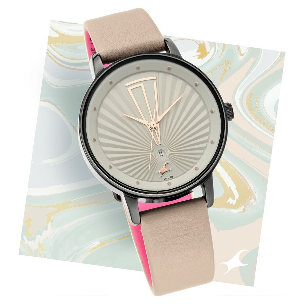 Fastrack Ruffles Quartz Analog with Date Grey Dial Leather Strap Watch for Girls 1