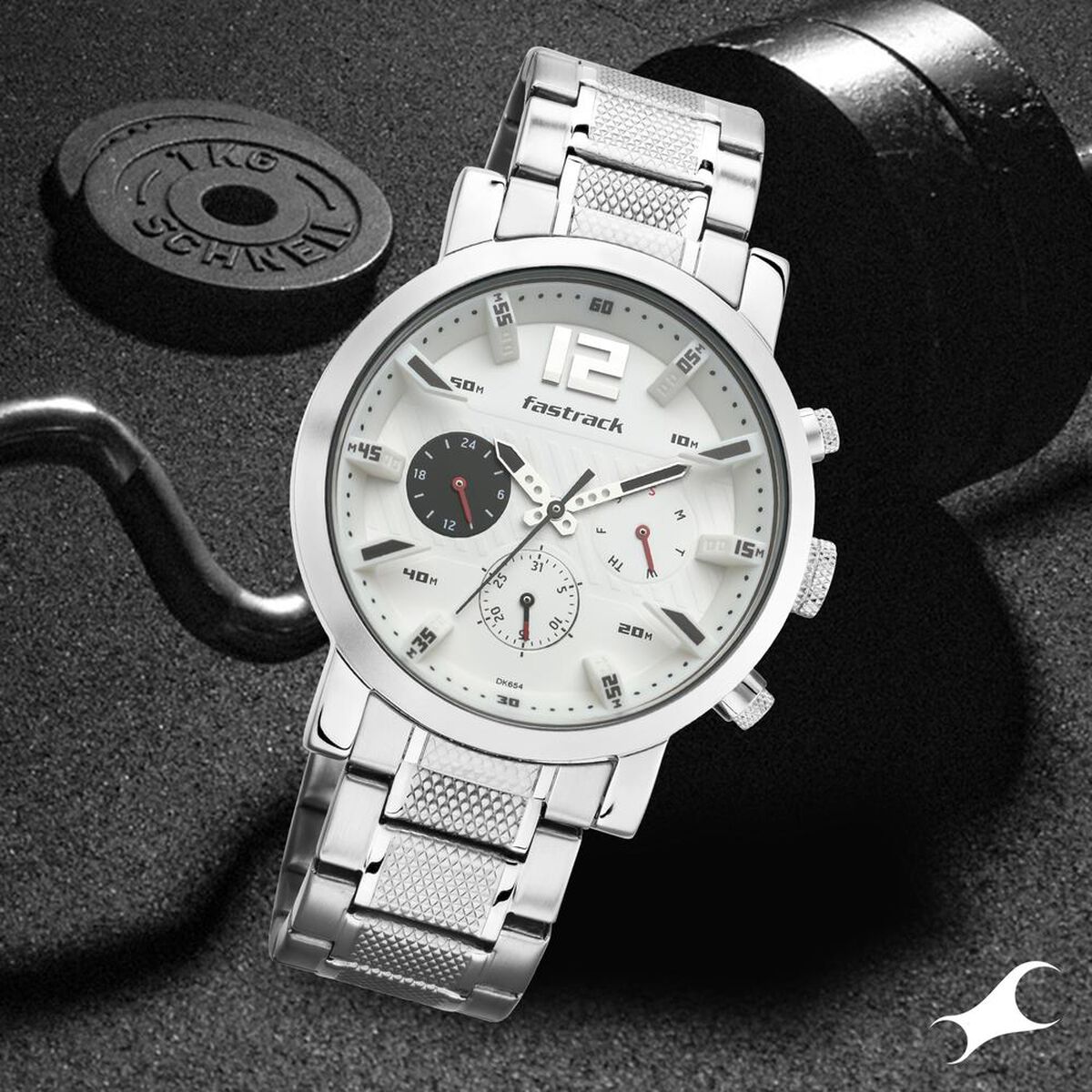 Fastrack Fastfit Quartz Multifunction White Dial Stainless Steel Strap Watch for Guys 1