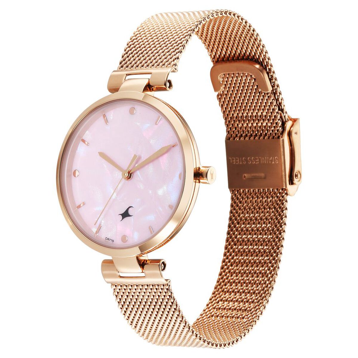 Fastrack Stunners X Quartz Analog Pink Mother Of Pearl Dial Stainless Steel Strap Watch For Girls 3