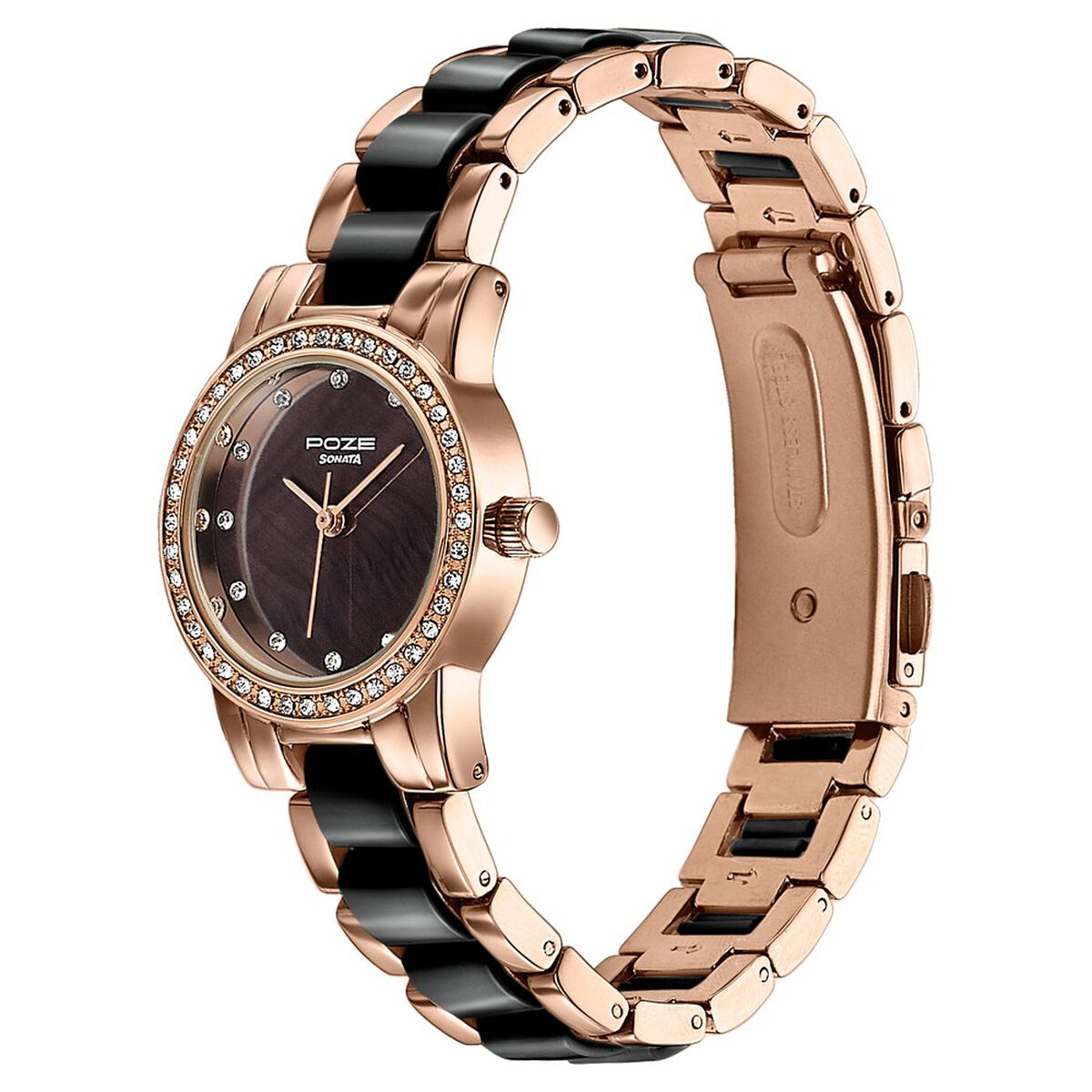 Sonata Poze Quartz Analog White Dial Two Toned Metal & Plastic Strap Watch For Women 3