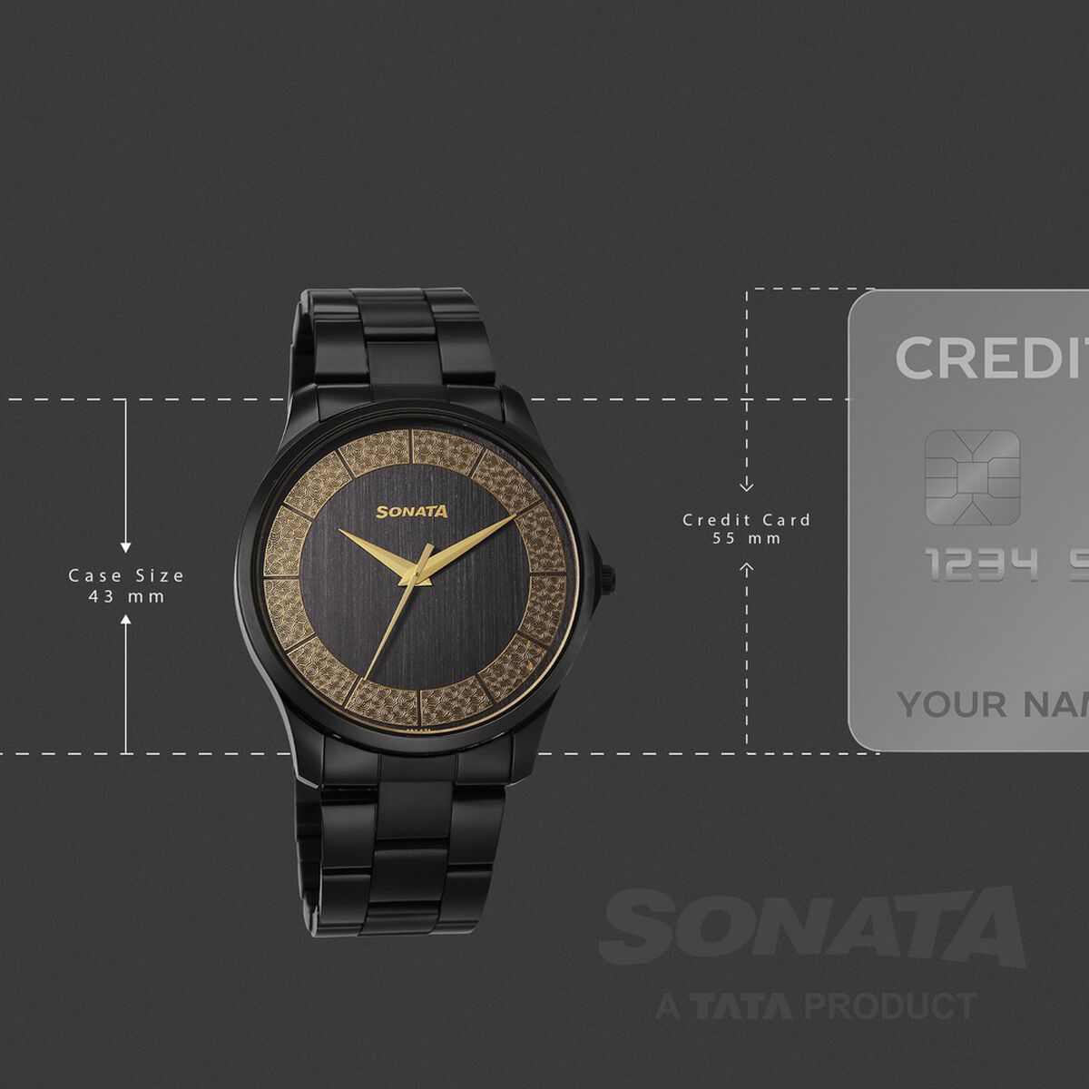 Sonata Traditional Essentials Quartz Analog Multicoloured Dial Black Metal Strap Watch For Men 4