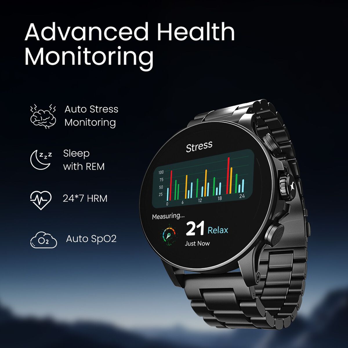 Fastrack Marvellous FX2 Unisex Smart Watch With Black Metal Strap 5