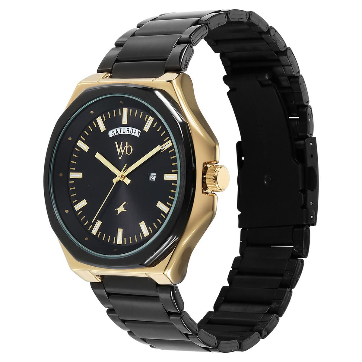 Vyb Orion By Fastrack Quartz Analog Black Dial Metal Strap Watch For Guys 3