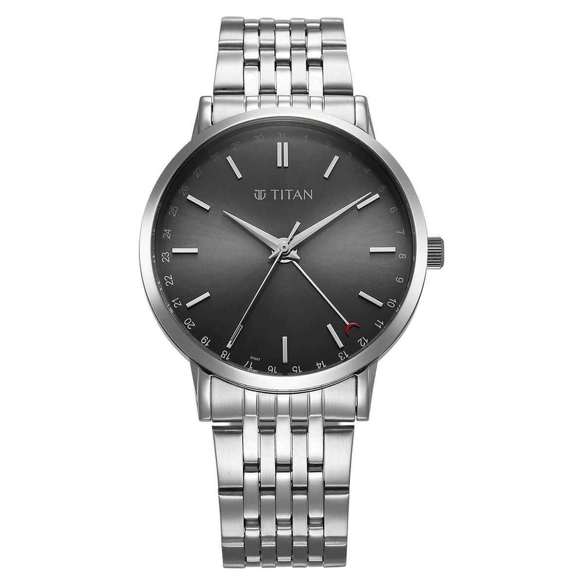 Titan Elegance Analog with Date by Hand and Dark Grey Dial Stainless Steel Strap Watch for Men 2