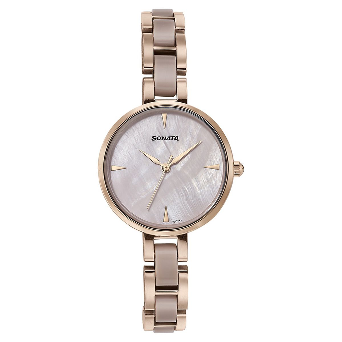 Sonata Quartz Analog Mother of Pearl Dial Two Toned Stainless Steel Strap Watch For Women 2