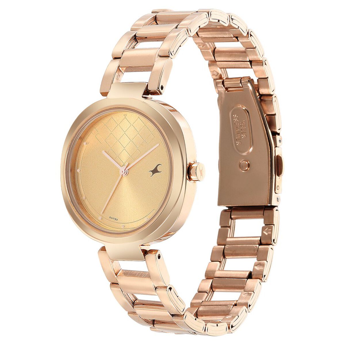 Fastrack Stunners Quartz Analog Golden Dial Stainless Steel Strap Watch for Girls 4