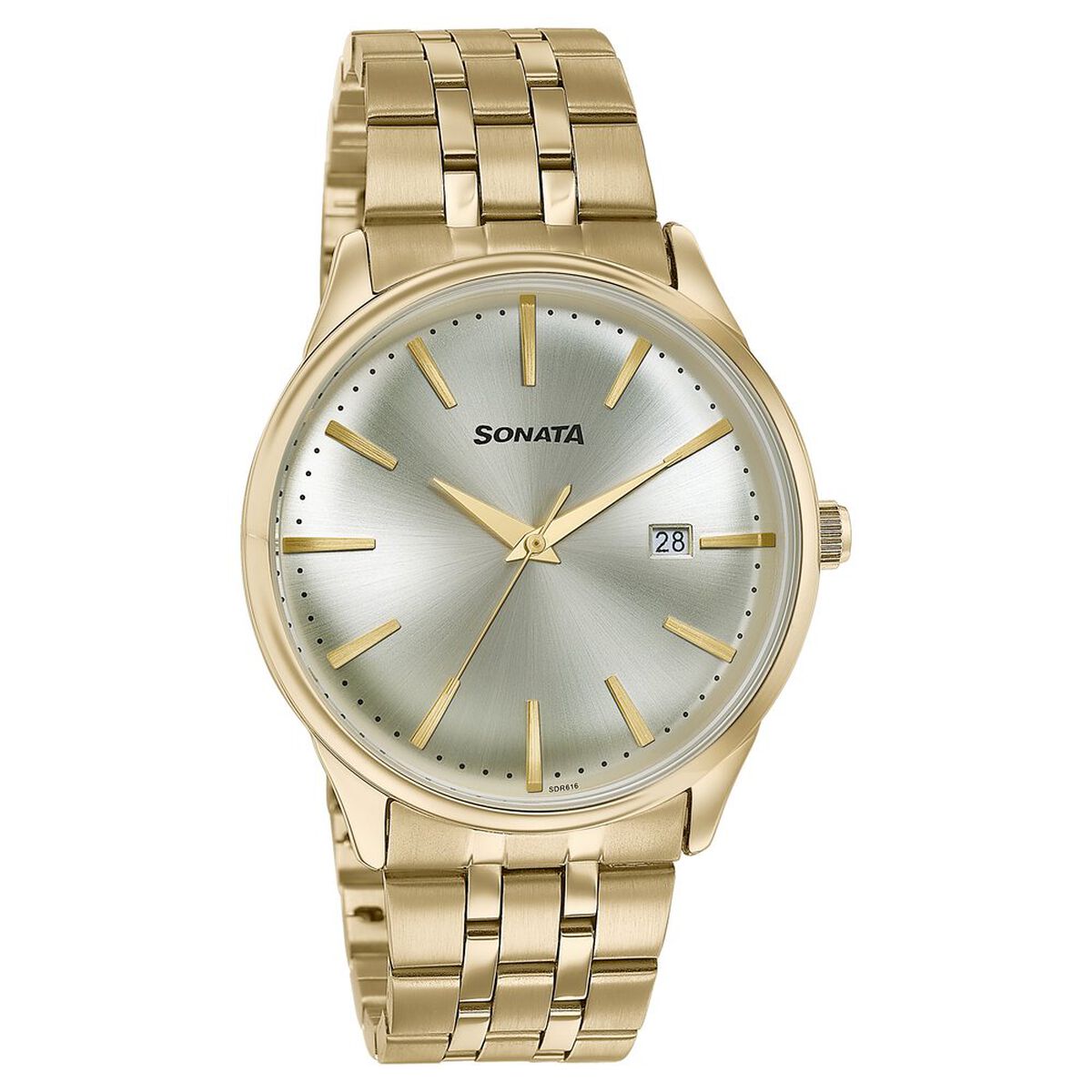 Sonata Wedding Edit Quartz Analog with Date Golden Dial Stainless Steel Strap Watch For Men 3