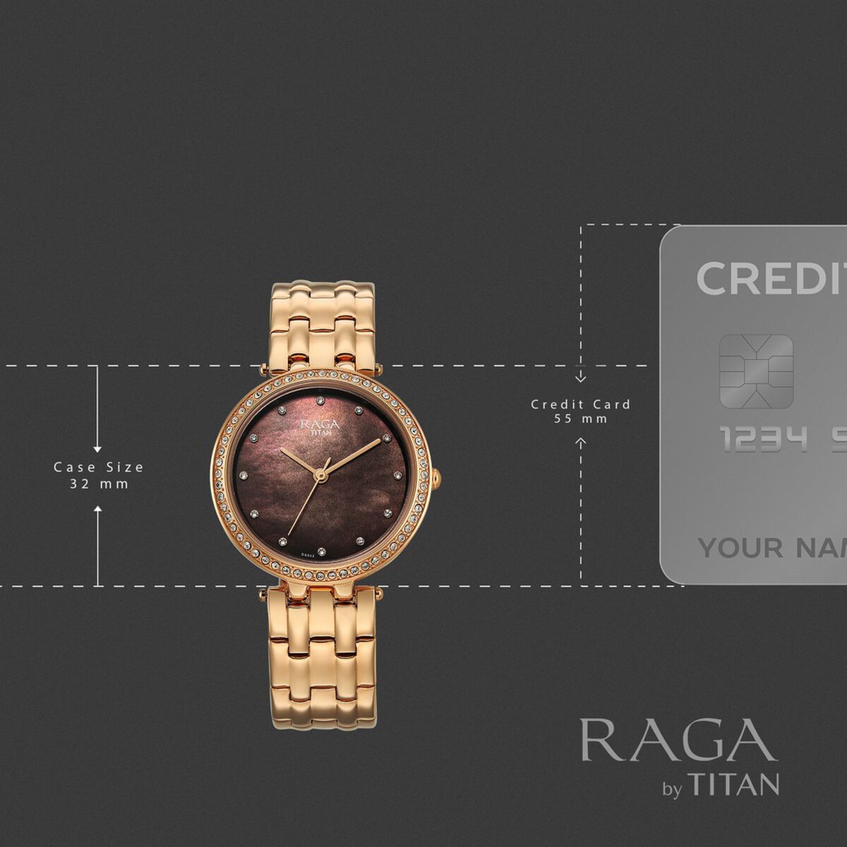 Titan Raga DEC Blaze Quartz Analog Brown Mother Of Pearl Dial Rose Gold Metal Strap Watch For Women 4