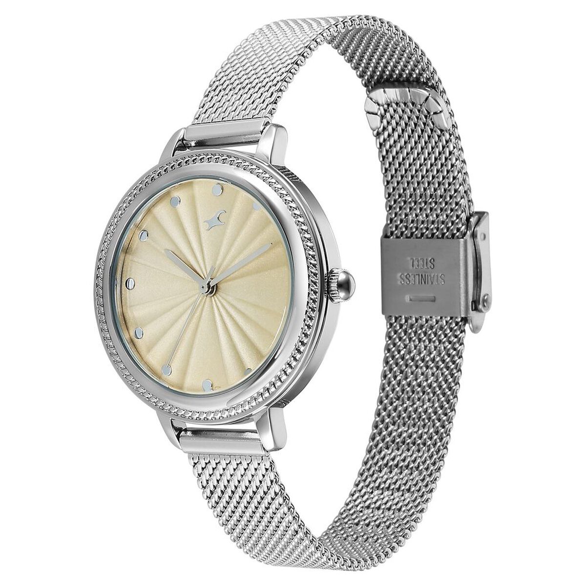 Fastrack Stunners X Quartz Analog Ivory Dial Stainless Steel Strap Watch For Girls 3