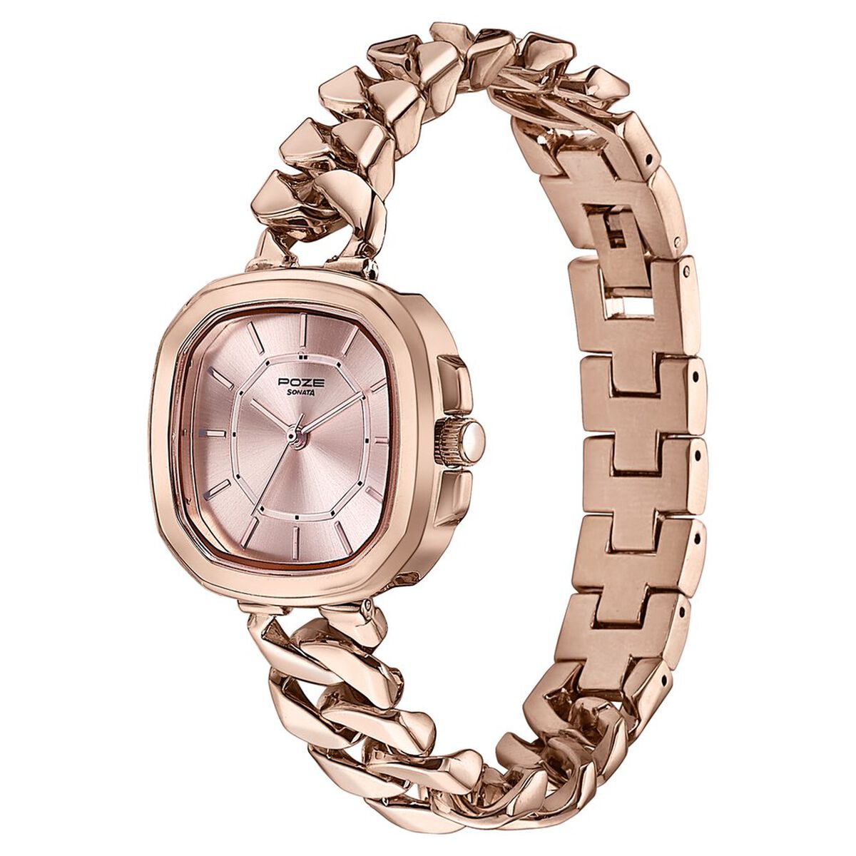 Sonata Poze Quartz Analog Rose Gold Dial Metal Strap Watch For Women 5