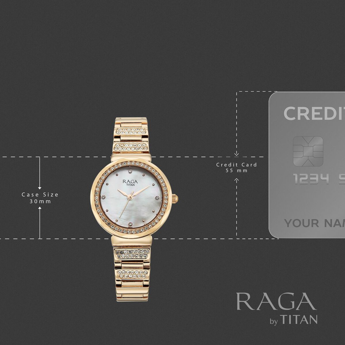 Titan Raga Spotlight Quartz Analog Mother of Pearl Dial Rose Gold Metal Strap Watch For Women 4