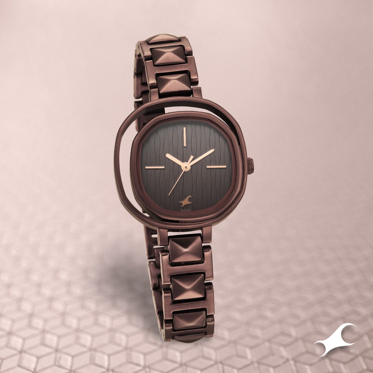 Fastrack Opulence Quartz Analog Brown Dial Metal Strap Watch for Girls 1