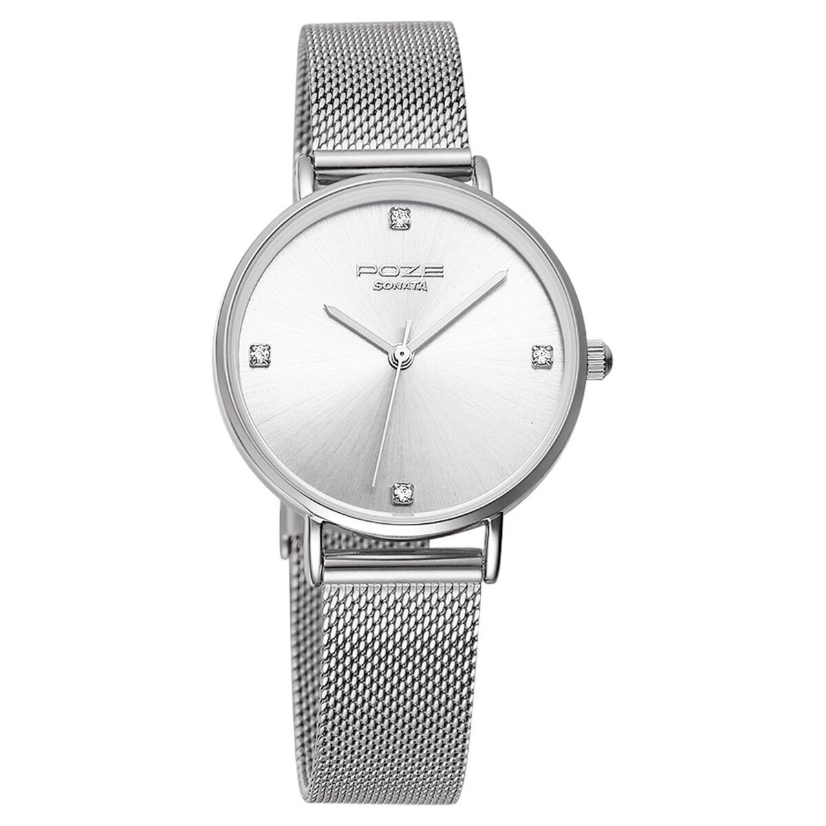 Poze by Sonata Quartz Analog Silver Dial Stainless Steel Strap Watch for Women 2