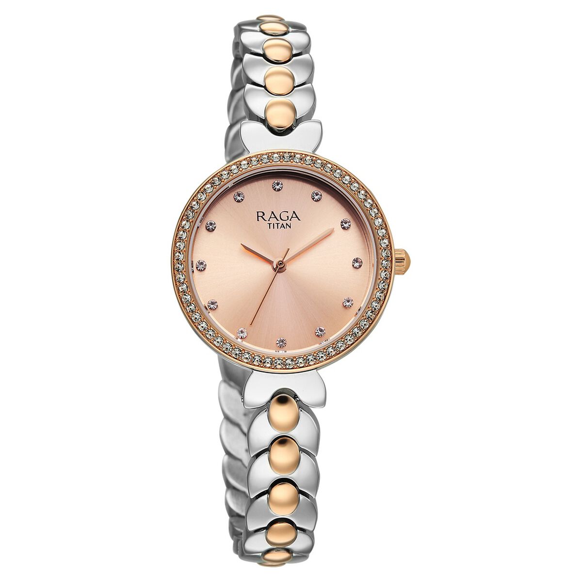 Titan Raga Showstopper Quartz Analog Rose Gold Dial Two Toned Metal Strap Watch For Women 2