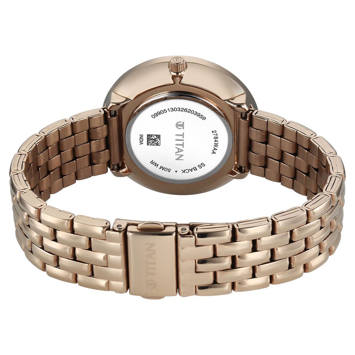 Titan Neo Quartz Analog White Dial Rose Gold Metal Strap Watch For Women 5