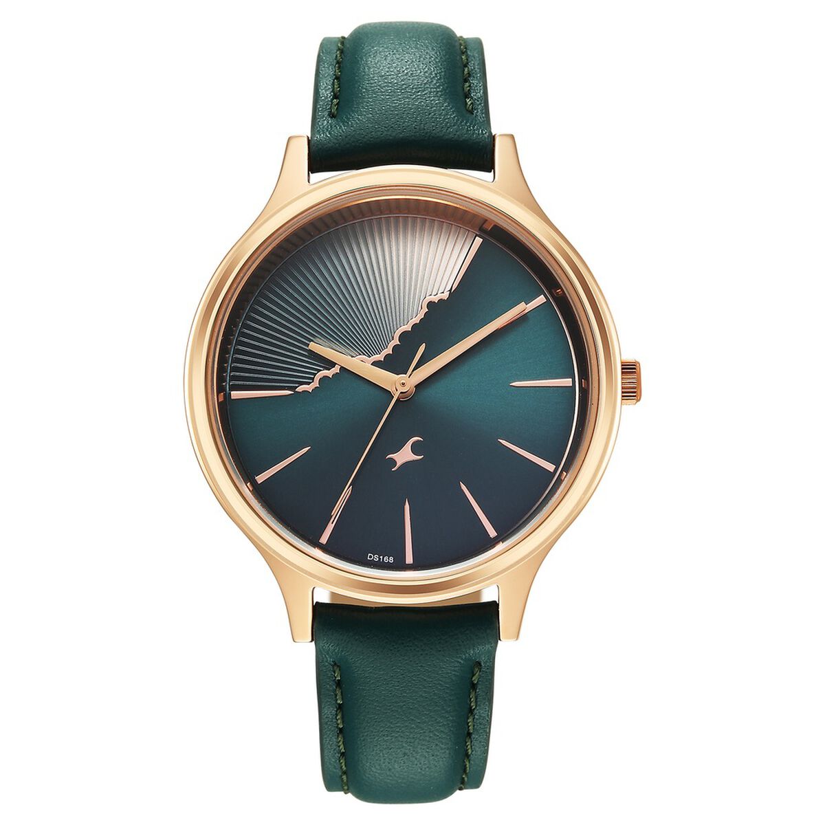 Fastrack Style Up Quartz Analog Green Dial Green Leather Strap Watch For Girls 1