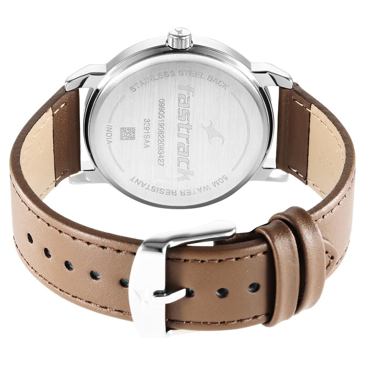 Fastrack Stunners Quartz Analog Grey Dial Brown Leather Strap Watch For Guys 5